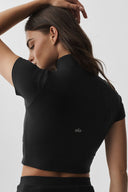 ALO Softsculpt Full Zip Short Sleeve Black