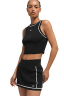 Ribbed Sweater Knit Highline Cropped Tank Black/White