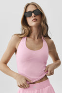 ALO Softsculpt Precision Halter Tank Pink Marshmallow