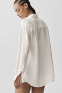Semi-Sheer Golden Hour Button Down Long Sleeve Ivory