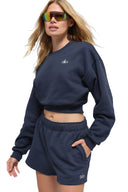 Cropped Accolade Crewneck  Navy