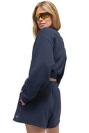 Cropped Accolade Crewneck  Navy