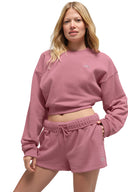 Cropped Accolade Crewneck  Pink Wild Rose