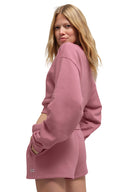Cropped Accolade Crewneck  Pink Wild Rose