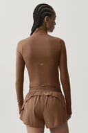 ALO Softsculpt Precision 1/4 Zip Long Sleeve Sun Kissed Brown
