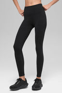 Seamless High-Waist Two Tone Rib Legging Black