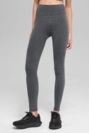 Seamless High-Waist Two Tone Rib Legging Dark Misty Grey Heather