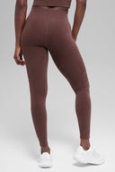 Seamless High-Waist Two Tone Rib Legging Brownstone Heather