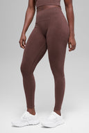 Seamless High-Waist Two Tone Rib Legging Brownstone Heather