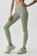 Seamless High-Waist Two Tone Rib Legging Dune Grass Heather