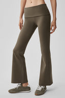 ALO Softsculpt Foldover Flare Legging (Short) Olive Tree