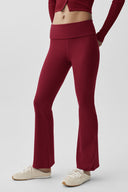 ALO Softsculpt Foldover Flare Legging (Short) Summer Romance Red