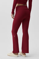ALO Softsculpt Foldover Flare Legging (Short) Summer Romance Red