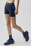 4" Airbrush High-Waist Heart Throb Short Navy/White