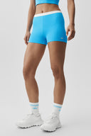 Goddess Ribbed High-Waist First Pick Short Azure Blue/White
