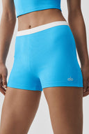 Goddess Ribbed High-Waist First Pick Short Azure Blue/White