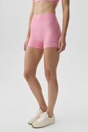 3" Airlift Gingham High-Waist Sleek Short Paradise Pink Gingham