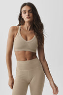 Seamless Two Tone Rib Bra Gravel Heather