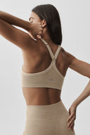 Seamless Two Tone Rib Bra Gravel Heather