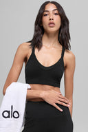 Seamless Two Tone Rib Bra Black