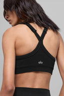 Seamless Two Tone Rib Bra Black