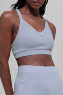 Seamless Two Tone Rib Bra Light Misty Winter Frost Heather