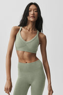 Seamless Two Tone Rib Bra Dune Grass Heather
