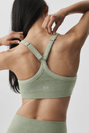 Seamless Two Tone Rib Bra Dune Grass Heather