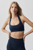 ALO Softsculpt Feel The Heat Halter Bra Navy