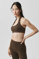 ALO Softsculpt Feel The Heat Halter Bra Espresso
