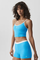 Goddess Ribbed First Pick Bra Tank Azure Blue/White