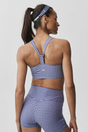 Airlift Gingham Sleek Bra Tank Navy Gingham