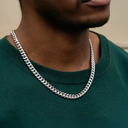 8mm Cuban link chain - White Gold Bonded Stainless Steel RG1001