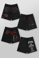 1002 - NARUTO SWEAT SHORTS BLACK/FADED RED