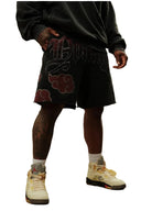 1002 - NARUTO SWEAT SHORTS BLACK/RED/WHITE