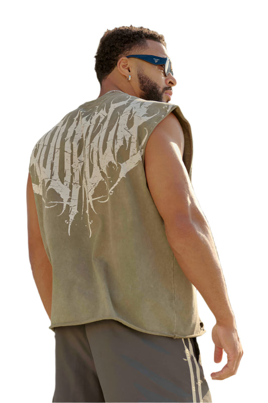 3022 - Anarchy Cropped Tanks Olive Wash