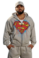 5011 - Superman Drip Zip-Ups Heather Grey