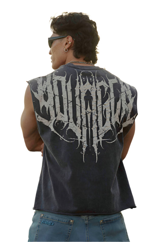 3022 - Anarchy Cropped Tanks Black Wash