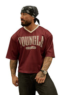 4187 - Varsity Football Cropped Burgundy