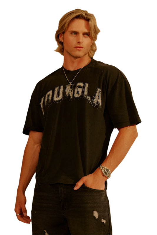 YOUNG LA 4146 - Scuffed Cloud Tees Black Wash