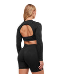 Adapt Animal Long Sleeve Crop Top body fit Black/Asphalt Grey - Unmatched Kicks - GYMSHARK