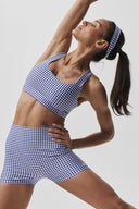 Airlift Gingham Sleek Bra Tank Navy Gingham - Unmatched Kicks-ALO