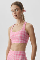 Airlift Gingham Sleek Bra Tank Paradise Pink Gingham - Unmatched Kicks-ALO