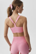 Airlift Gingham Sleek Bra Tank Paradise Pink Gingham - Unmatched Kicks-ALO