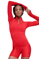 Airlift Winter Warm 1/4 Zip Long Sleeve - Bright Red - Unmatched Kicks - ALO