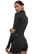 ALO Softsculpt Precision 1/4 Zip Long Sleeve Black - Unmatched Kicks - ALO