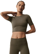 ALO Softsculpt Precision Half Sleeve Tee - Olive Tree - Unmatched Kicks - ALO