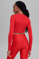Alosoft Crop Finesse Long Sleeve - Bright Red - Unmatched Kicks - ALO