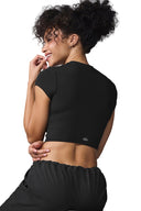 Alosoft Crop Finesse Short Sleeve Black - Unmatched Kicks - ALO