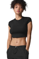 Alosoft Crop Finesse Short Sleeve Black - Unmatched Kicks - ALO